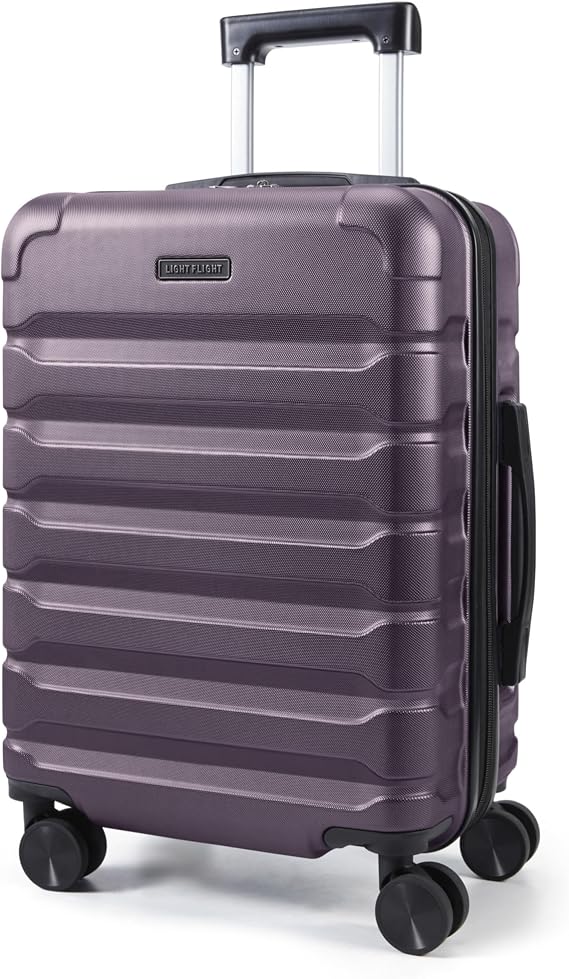 LIGHT FLIGHT Carry On Luggage 22x14x9 Suitcases with Wheels,Lilac Purple | 20" Expandable Carry On Luggage Airline Approved, Lightweight Durable Hard Shell Rolling Suit Case for Men Women Travel