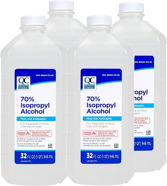 Quality Choice 70% Isopropyl Alcohol First Aid Antiseptic, 32 Fluid Oz. (Pack of 4)