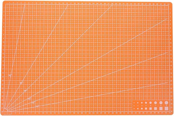 Large Double-sided Self-healing Cutting Mat for Quilting and Fabric, Orange Thin A3 Craft Rotary Cutting Board for Sewing and Scrapbooking Projects