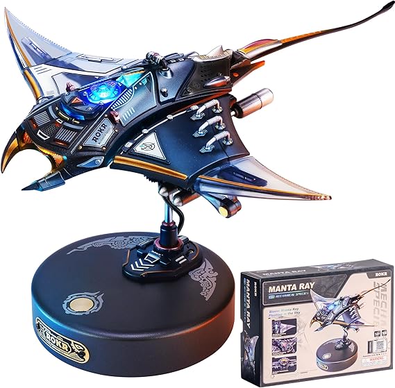 ROKR Mechanical Manta Ray 3D Metal Model Puzzle for Adults & Teens, Mechanical STEM Model Building Kit, Unique Desk Decor Manta Ray(MI06)