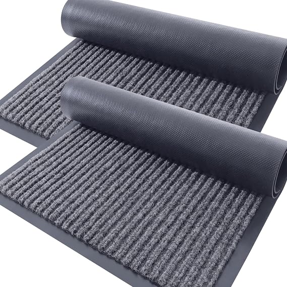 OLANLY 2-Pack Front Door Mats 29.5x17, Waterproof Heavy-Duty Doormats