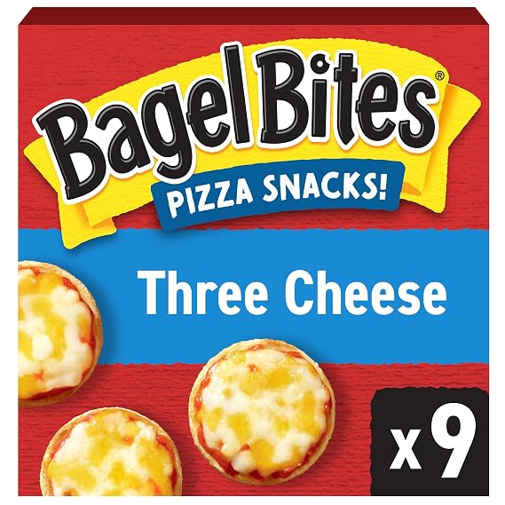 Bagel Bites Mini Pizza Bagel Frozen Snacks, 1 Box, for After-School and Late Night Snacking, Three Cheese, No High-Fructose Corn Syrup and No Artificial Flavors, 9 ct