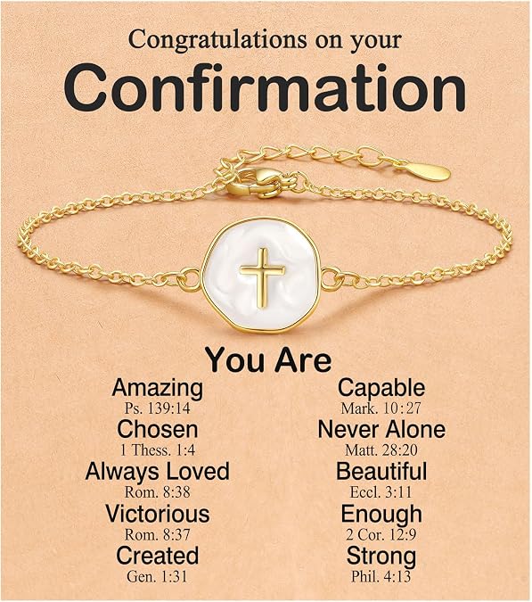 PINKDODO Cute Cross Bracelet for Teen Girls Confirmation Baptism Christian Religious Easter Jewelry Gifts for Daughter Granddaughter Niece