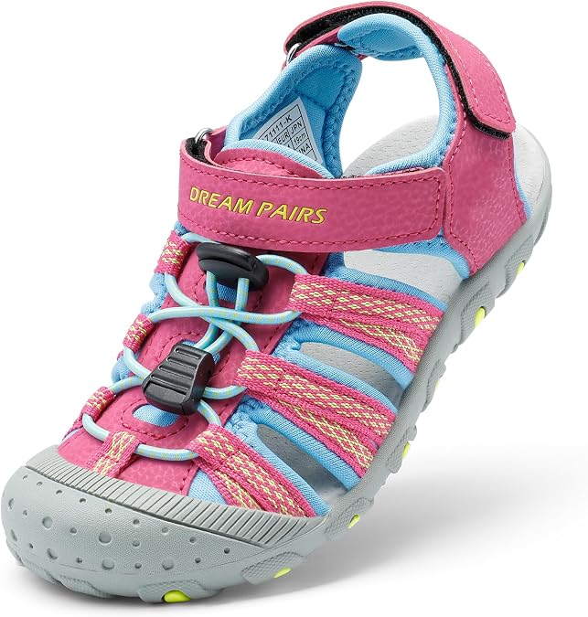 DREAM PAIRS Unisex Summer Water Athletic Sandals | Closed-Toe Protection Quick-Drying Upper Comfort Footbed Durable Non-Slip Sole Hook-And-Loop Outdoor Sport Walk Hike