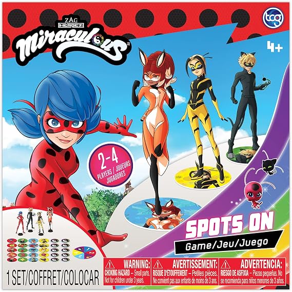 TCG Toys Miraculous Ladybug - Spots On Game - Help Ladybug, Cat Noir, Lenarogue and Queen Bee save the city! Great birthday gift for boys and girls