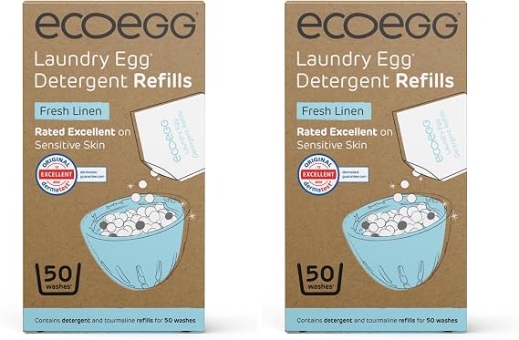 ecoegg Laundry Egg Refill Fresh Linen, 50 Loads (Pack of 2)