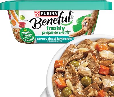 Purina Beneful Wet Dog Food Freshly Prepared Meals Savory Rice and Lamb Stew with Peas and Carrots - Pack of 8 10 oz. Tubs