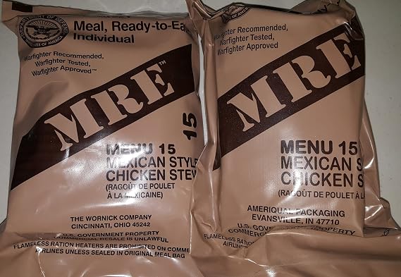 MREs (Meals Ready-to-Eat) Genuine U.S. Military Surplus Assorted Flavor (2-Pack) MRE | Shelf-Stable Nutrition | No Refrigeration Needed | Emergency & Survival Food