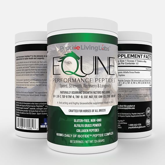 Equine Performance Peptides Horse Peptide, Organic Horse Supplement, Hoof Joint & Muscle Support, Weight Gain for Horses, 60 Servings