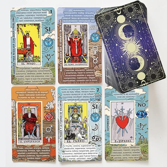 Tarot Cards for Beginners, Learning Tarot Deck, No Guide Book Needed, Tarot Cards with Meanings on Them (Espanol)