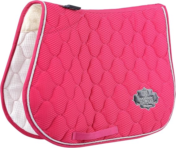 Harrison Howard 3D Air Mesh Saddle Pad for Horses Breathable Shock-Absorbing All-Purpose English Saddle Pad