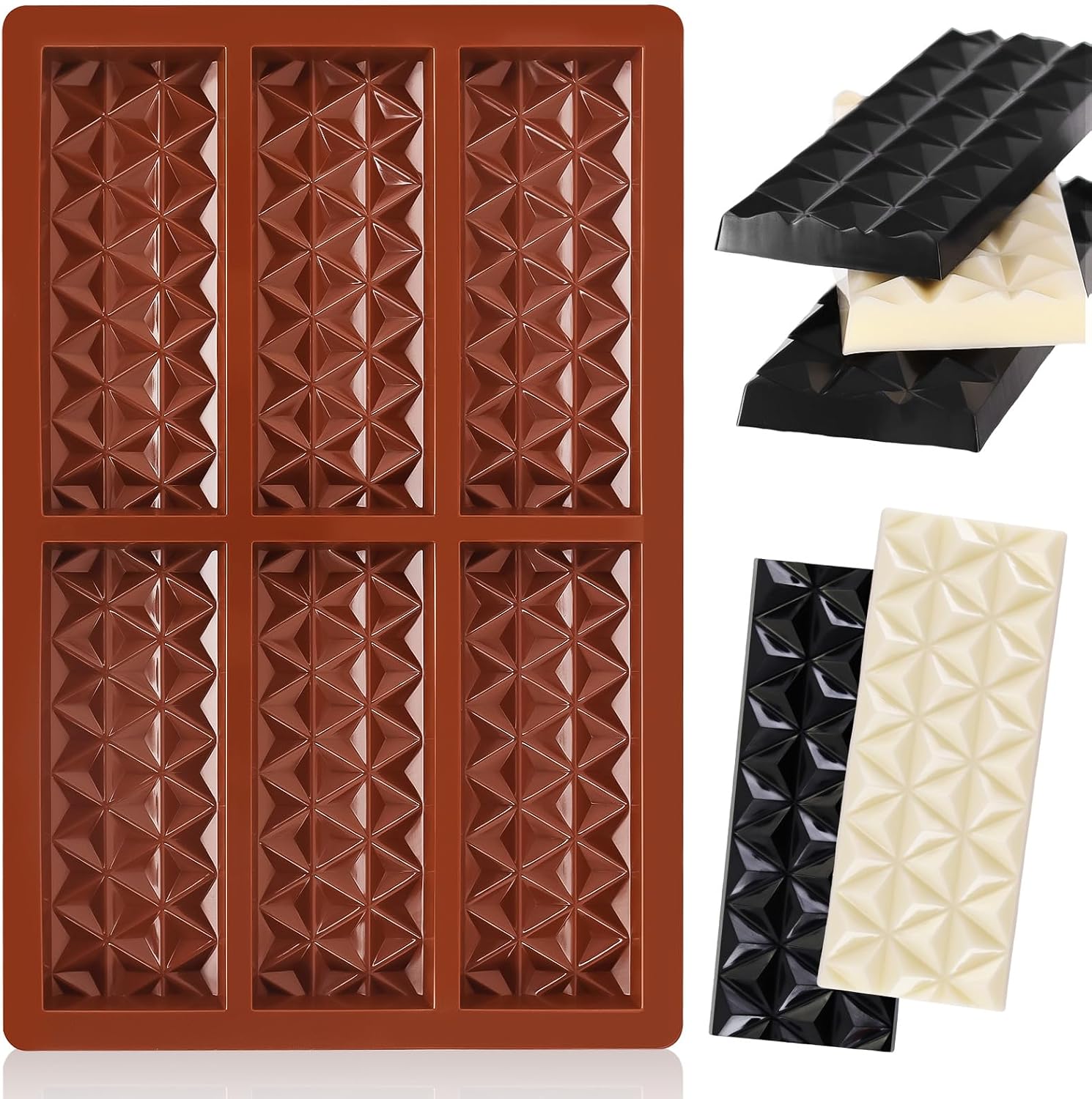 Break-Apart Chocolate Molds, Food-grade Silicone Chocolate Bar Molds Reusable Candy Chocolate Bar Molds for Baking, Candy, Chocolate Snacks 1Pc Diamond