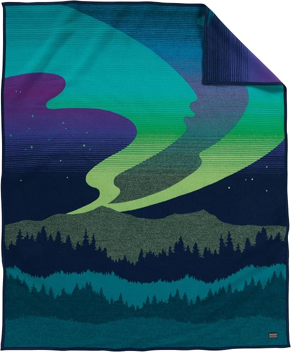 Pendleton Jacquard Napped Throw Blanket 64" x 80" - Wool Cotton, Reversible