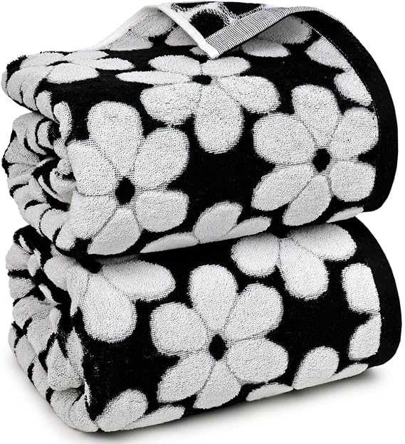 Black Bath Towels Set of 2, Super Soft & Quick Drying 27.5x55 Inches