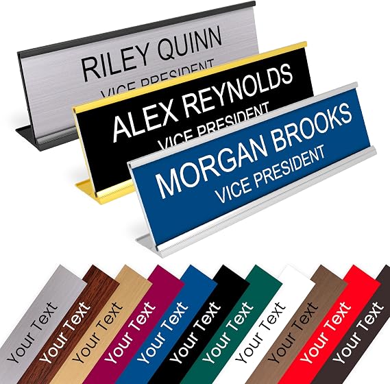 ExcelMark Custom Name Plate for Desk or Door 14 Color Choices (2 X 8)