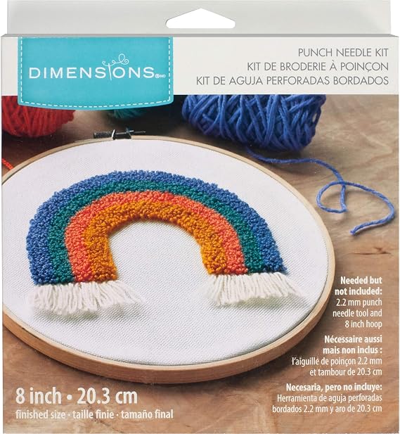Dimensions 72-76200 Rainbow Punch Needle Embroidery Kit, 8'' Diameter