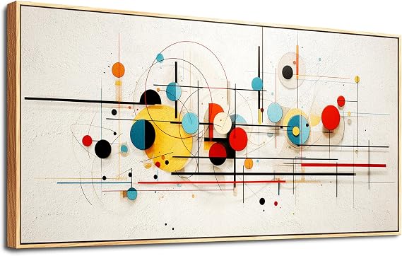 hyidecorart Wood Framed Canvas Wall Art For Living Room Large Decorations For Bedroom Room Office Wall Decor Color Line Color Block Abstract Wall Painting Prints Pictures Artwork Home Decor