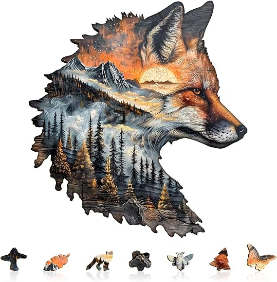 Sunset Fox Puzzles Adults Gifts Wooden 200 Pieces 13.4 * 13.4in