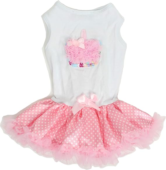 Pink / White Cupcake Petti Dress for Dogs, 7 - 9 inch