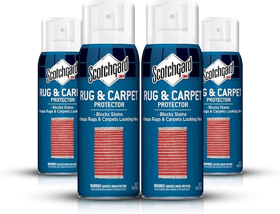Scotchgard Rug & Carpet Protector Spray, 14 oz (Pack of 4) Blocks Stains & Resists Soiling, Fabric Stain Protector for Carpets & Rugs, Easy Cleanup, Ideal for High-Traffic Areas
