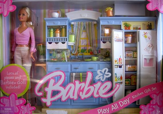 Barbie Play All Day Kitchen Gift Set w Barbie Doll (2005)