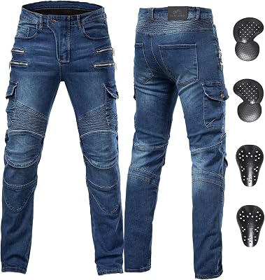 Motorcycle Riding Pants Protective Motorbike Jeans with CE Armor Adjustable Air-Vents for All-Season Riding Comfort