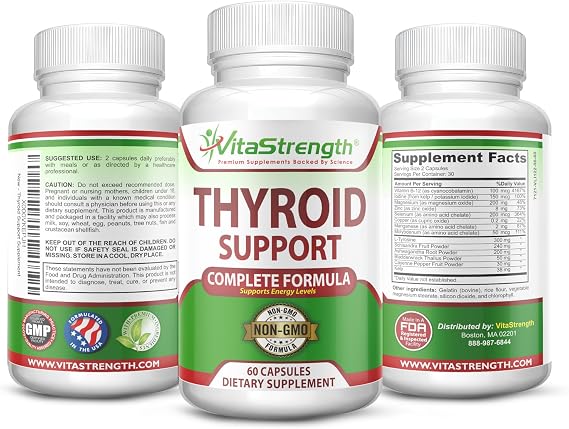 Thyroid Support - Complete Formula to Support Energy Levels with Iodine, Bladderwrack, Kelp, B12 & More- Thyroid Energy: Boost T4 to T3 Supplement - Non-GMO