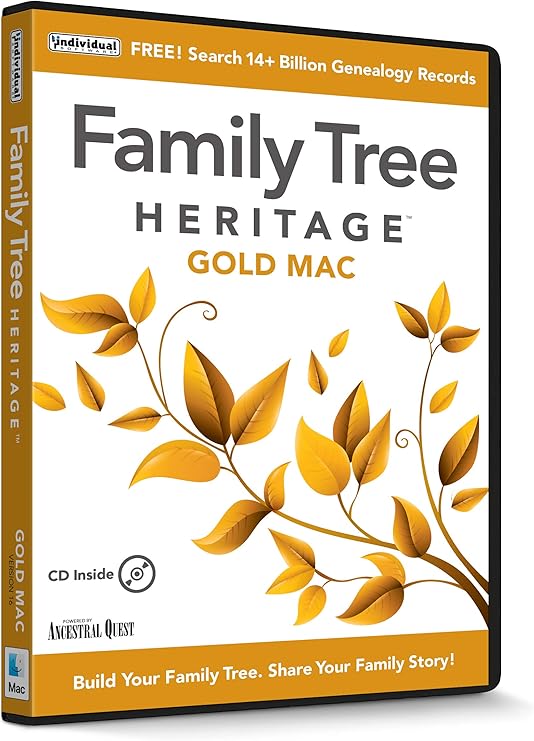 Family Tree Heritage Gold 16 - Mac - Genealogy Software - Includes Free Searches to FamilySearch, the World's Largest Genealogy Database - CD/MAC