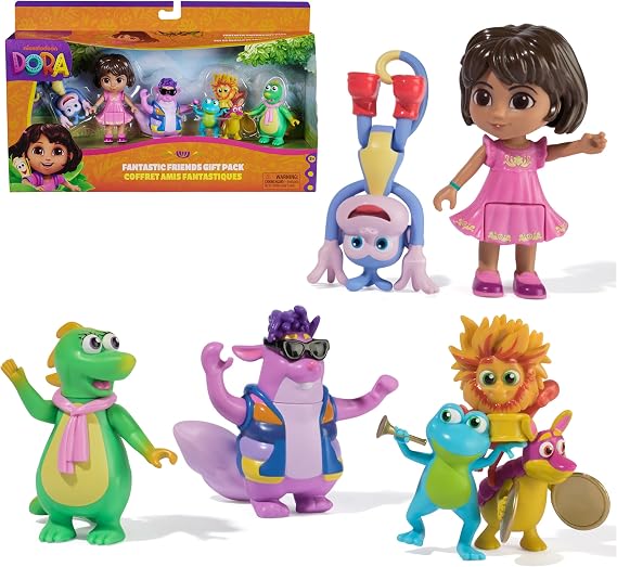 Dora Fantastic Friends Gift Pack with 5 Collectible Toy Action Figures | Dora, Boots, Tico, Isa & Fiesta Trio Figures, Movable Parts, Fun Storytelling Roleplay, Kids Toys for Girls & Boys Ages 3+