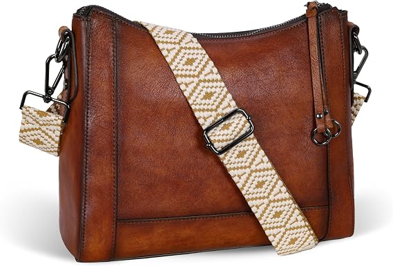 Iswee Retro Leather Shoulder Purse Women's Crossbody Handbags with Replacement Cross Body Long Shoulder Strap