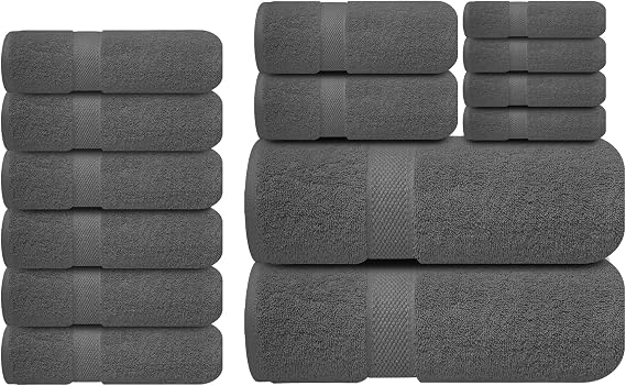 Infinitee Xclusives Premium Grey Hand Towels - Pack of 6, 16x28 Inches Bathroom Hand Towel Set + Bath Towel Set for Bathroom - [Pack of 8]