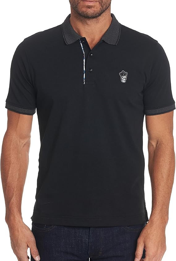 Robert Graham Men's Lucifer Logo Cotton Polo Shirt, Comfortable Fit, Short-Sleeve Premium Knit Top for Dress & Casual Wear