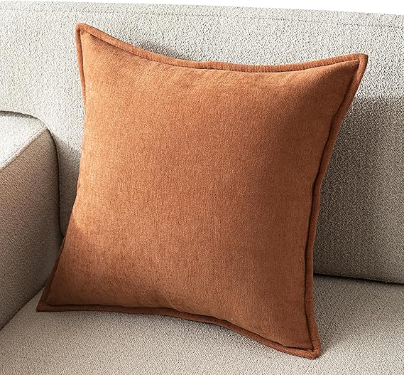 XMAYODS Throw Pillow Cover 80x80 Decorative Square Pillowcase Covers with Zipper, Cushion Protectors Cover Rectangle 30x60 40x60 50x80 Super Soft for Home Couch Sofa Bed(Orange,55x55cm(Set of 1))