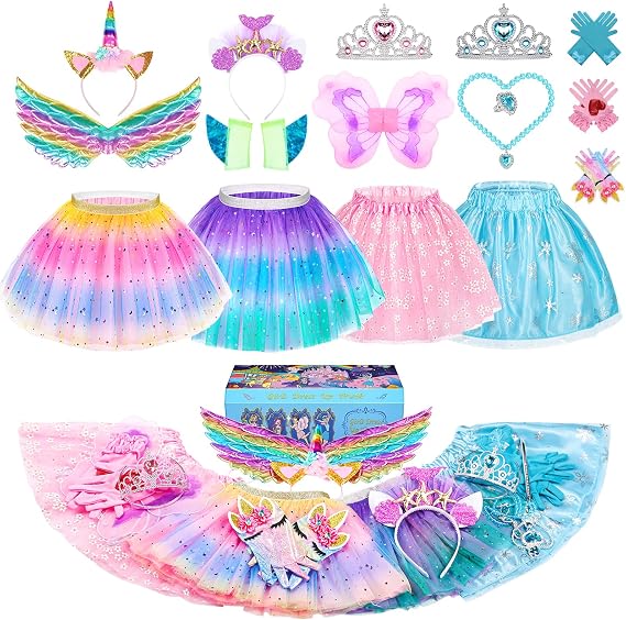 Little Girls Dress Up Costume Set, Fairy Mermaid Princess Dress Up Clothes