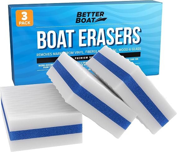 Boat Erasers by Better Boat, Cleaning Sponge for Scuff Marks and Grime | Marine Accessories and Gifts, Safe on Fiberglass Vinyl Gelcoat Deck Hull