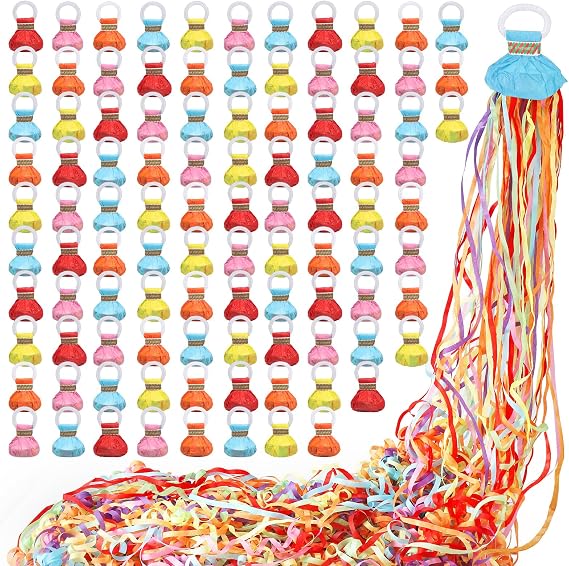 100pack No Mess Streamers Colorful Wedding Confetti Poppers | No mess, No hassle, and Completely Safe Favors for Birthdays, Graduations, Wedding and Engagement Party