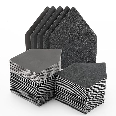 POLIWELL Silicon carbide sandpaper 100-Piece Pack 90mm x 65mm 80/120/150/180/240 Grit Triangle Sanding Sheets with Hook & Loop Fastening Replacement for Milwaukee M12 Orbital Detail Sander Accessories