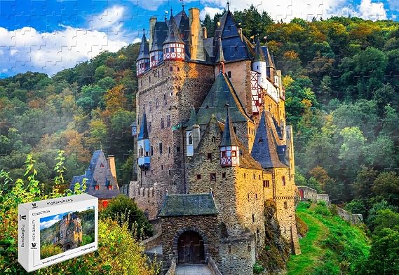 Premium Basswood Mural Unique Present Customization - Burg Eltz Eltz Castle - 1000 Piece Jigsaw Puzzle (29.5 X 19.6'')