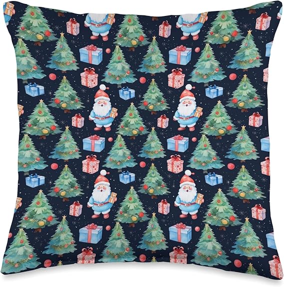 Christmas Chuckles Cute Santa Claus Tree Holiday Xmas Christmas Throw Pillow, 16x16, Multicolor