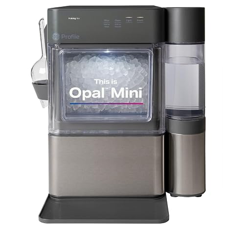 GE Profile Opal MINI PRO Nugget Ice Maker w/Side Tank, Portable Countertop Pebble Ice Machine, 36 lbs/Day, Top Fill, 6 Pack Descaler & Scoop, Stainless Steel