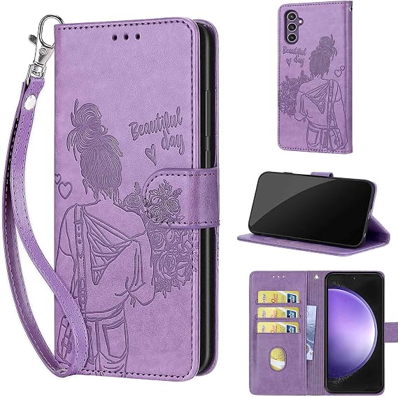 Wallet Case for Samsung Galaxy S23 FE, Purple Girl