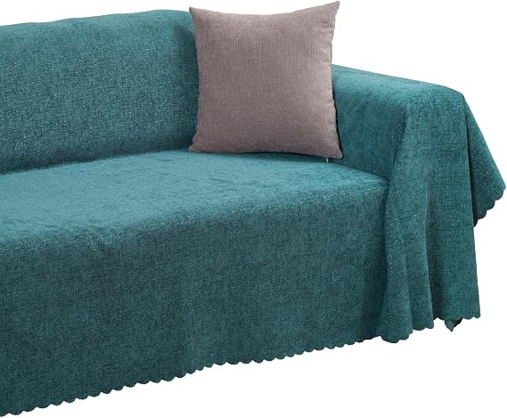 Premium Koltuk Örtüsü 175x300 LARGE Gramajlı Jakarlı Şönil Turkuaz | Kanepe Örtüsü | Kaymaz