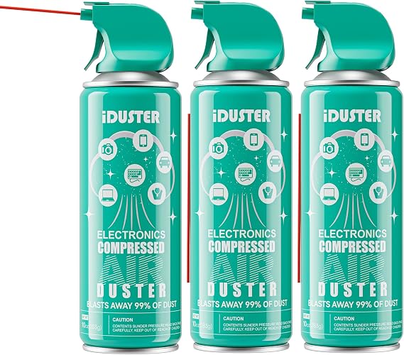 iDuster Canned Air Duster for Computer - Disposable Keyboard Cleaner Cleaning Duster for Electronics, 3PCS(10oz)