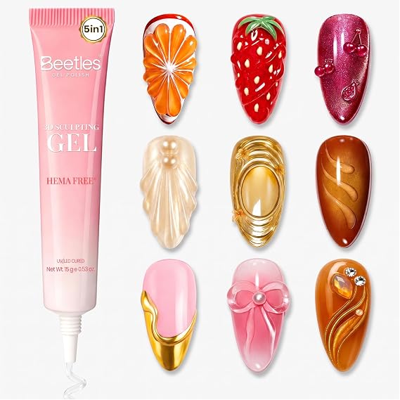 Beetles 3D Gel Nail Art, Hema Free Sculpting Gel for Nail Art, No Wipe,15g