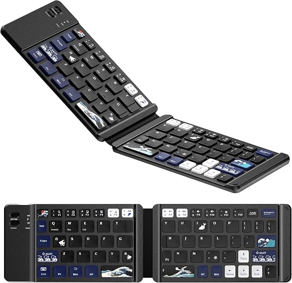 OHY Mini Bluetooth Klavye Kablosuz Katlanabilir Klavye, Şarj Edilebilir Bluetooth Klavye Taşınabilir Cep Boyutu Klavye, MAC/iOS, Windows, Android Akıllı Telefonlar, Tabletler, Dizüstü Bilgisayarlar