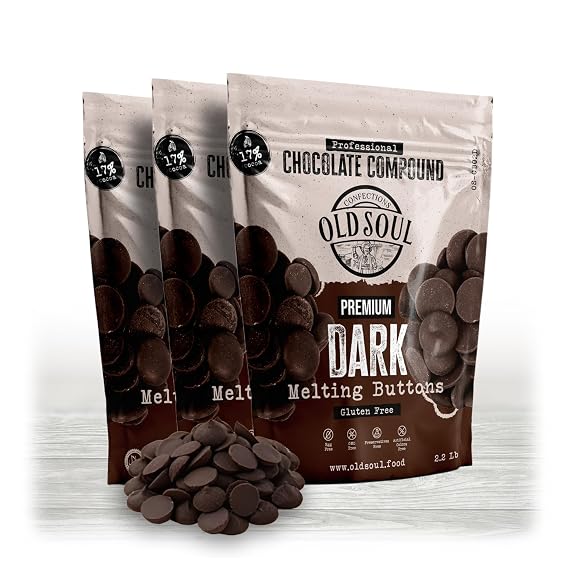 OLDSOUL Chocolate Compound Buttons 6.6 lb | Dark Chocolate 17% Real Cocoa | Smooth Melting | Perfect for Baking & Desserts (6.6 Lbs, Dark Chocolate)