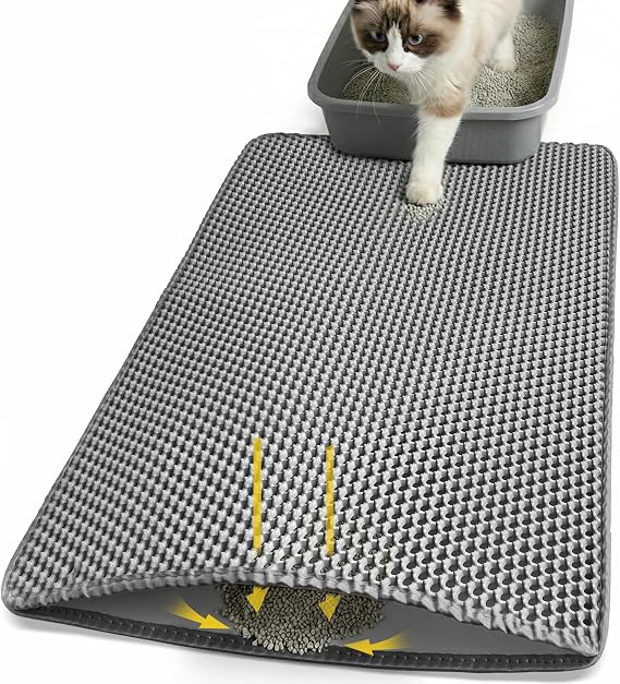 Cat Litter Mat 24x30 Inches, Honeycomb Double Layer Litter Trapping Mat, Waterproof Leakproof Urine Proof Cat Litter Box Mat for Cat Litter Box Area, Floor, Kitty Litter Rug