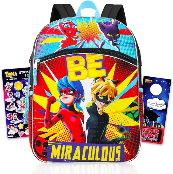 Miraculous Ladybug Backpack for Girls School Bundle w/ 16in Bookbag + More