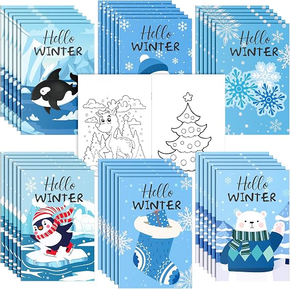 Jetec 36 Pcs Hello Winter Mini Coloring Books Polar Animals Coloring Books