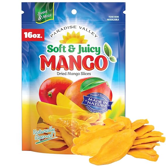 Paradise Valley Dried Mango Slices, Soft & Juicy, 16 oz